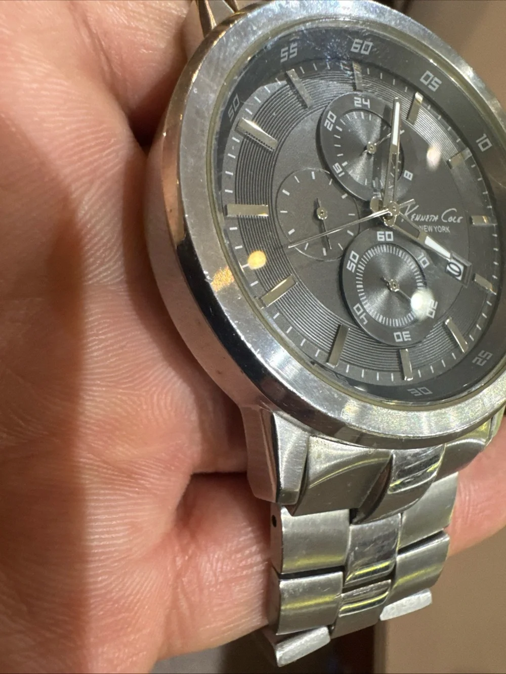 Kenneth Cole New York Chronograph Stainless Steel Watch Working Gray Dial